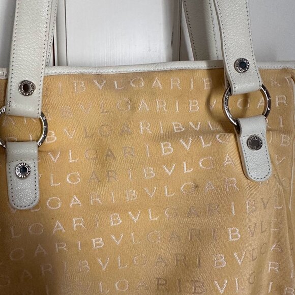 Bvlgari Logo Mania Pale Yellow Shoulder Bag / Tote - Picture 14 of 16